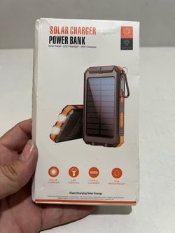 Solar Charger Power Bank with LED Flashlight and Compass