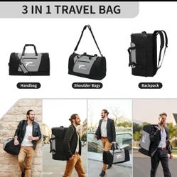 Large Mens Travel Bag, 54L-72L Expandable Duffel Bag for Travel, Carry On Weekend Bag Workout Overnight Backpack with Shoe Laptop Compartment, Gym Bag