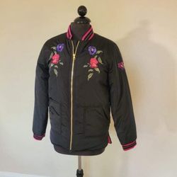 Girls Black & Pink Winter Bomber Jacket