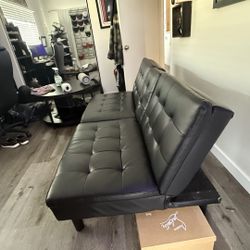 Black leather Futon