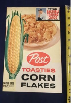 1962 POST CEREAL BOX COMPLETE PANEL TOASTIES CORN FLAKES MICKEY MANTLE HOF