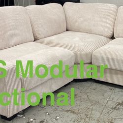 New 3 Pcs Modular Beige Corduroy Set (Finance and Delivery)