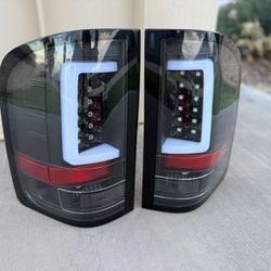 07 13 Chevy Silverado Black C Bar LED Tail Lights