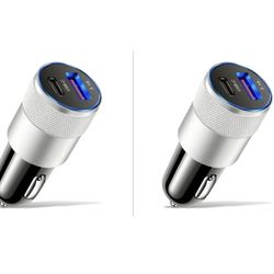 CAR CHARGER - DUAL CHARGING PORTS - USB-C & USB - UNIVERSAL - 2 PACK