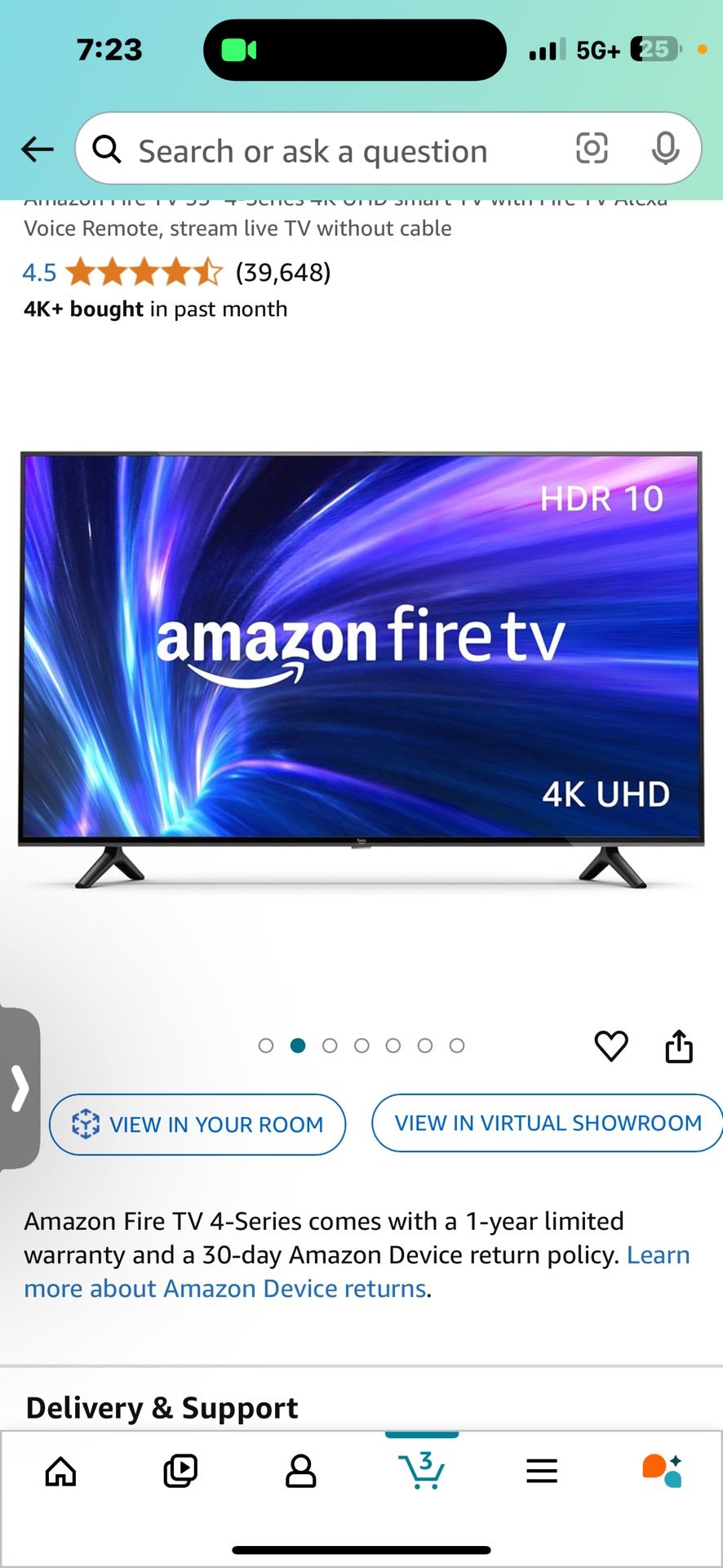 Amazon Fire TV 55" 4-Series 4K UHD Smart TV With Fire TV Alexa Voice Remote