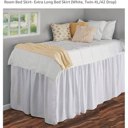 College Dorm Twin XL Bed Skirt- Extended Dorm Bed Skirt Twin XL