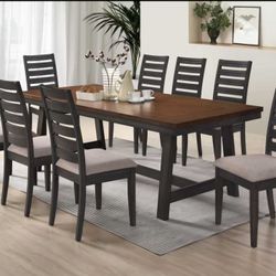 Dining Set 9pcs Color Walnut 
