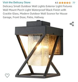 Outdoor Exterior Porch Light Fixture Waterproof Crackle Glass Wall Sconce Garage Front Door Patio Hallway