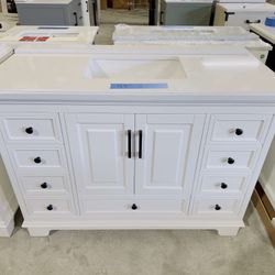 48 in. W x 22 in. D in White Single Bath Vanity with Marble Top in White  $699 