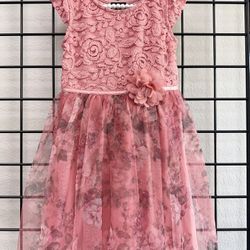 Rose Lace Girl's Dress, Holiday Tutu, Sample Sale, Size 5T