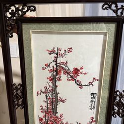 Vintage Art Silk Embroidery Cherry Blossom