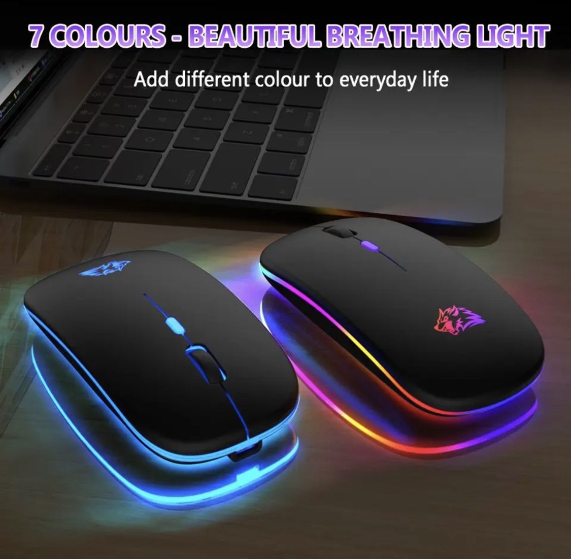 Wireless Mouse Bluetooth and 2.4GHz Dual Modes Rechargeable RGB