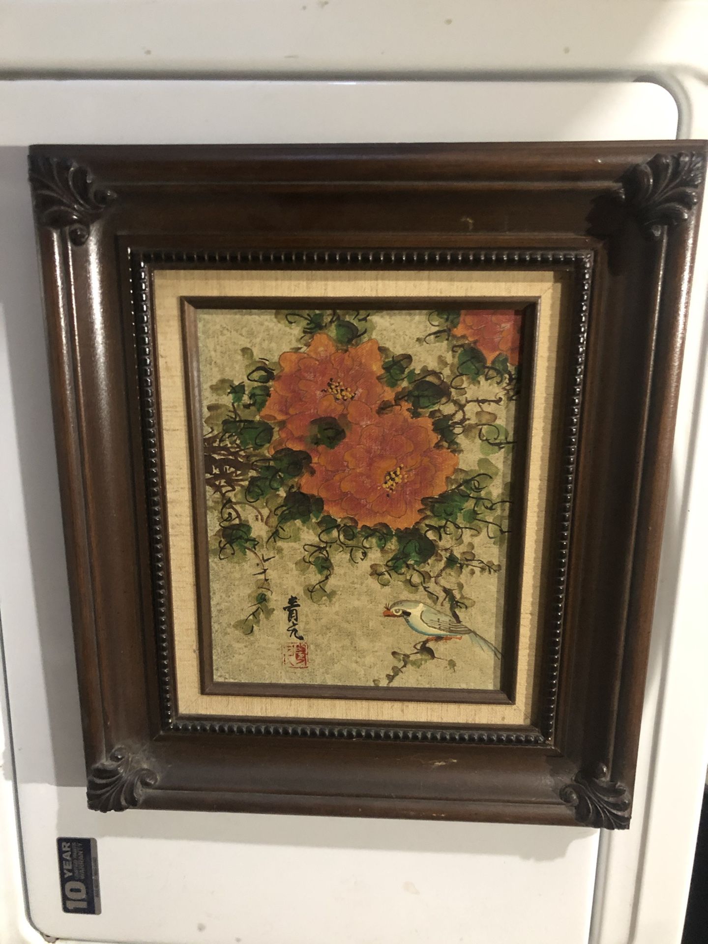 Certified Original Oil Painting Red Poppy Flowers