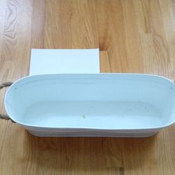New 25" Oval White Galvanized Metal Planter Pot Rope Handle

