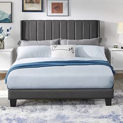 NEW! Queen Size Dark Grey Platform Bed + Including Mattress!! COMBO SALE!!!