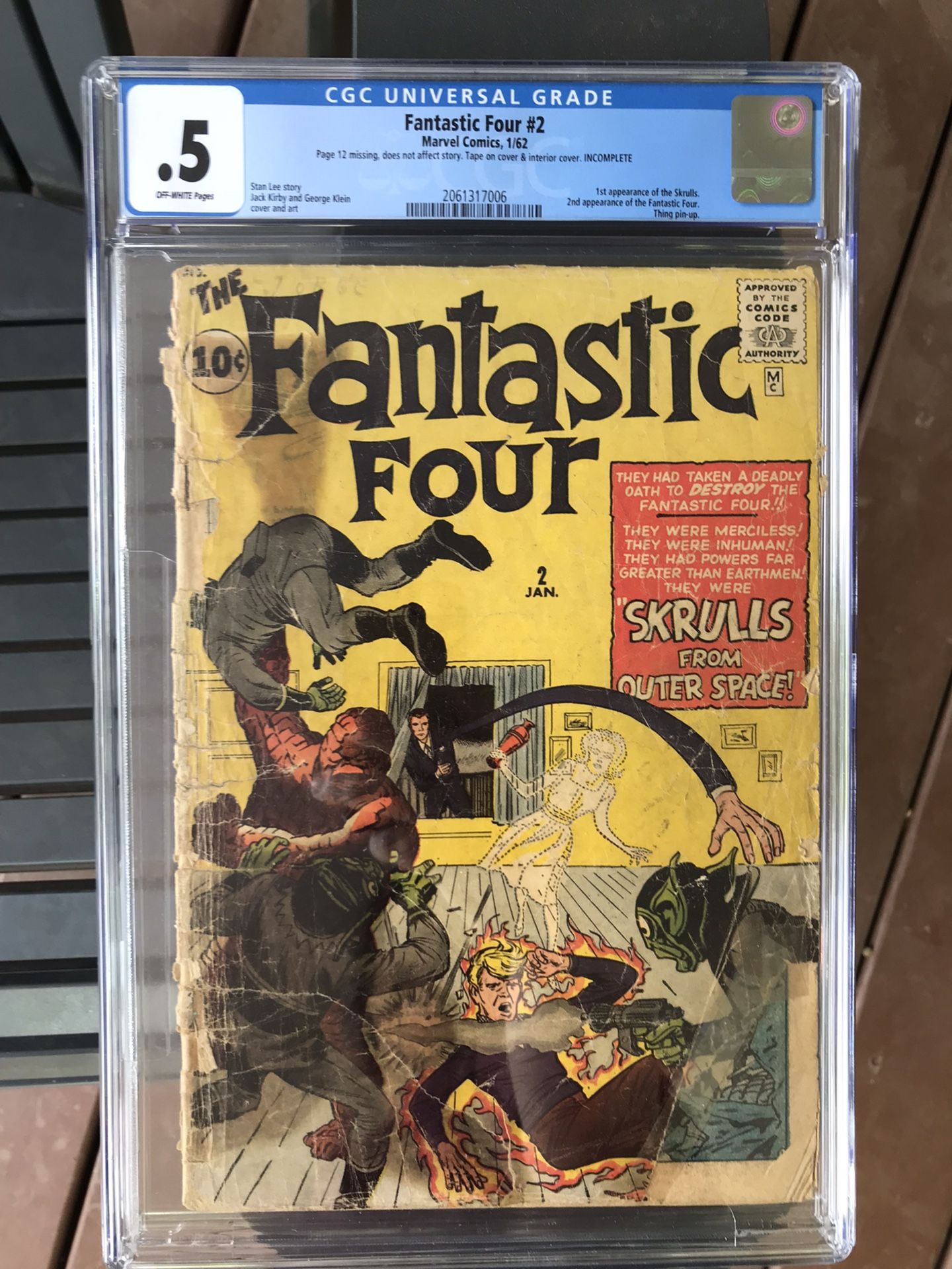 Fantastic Four #2 (1962) CGC .5 or 0.5 — 1st Skrulls & 2nd FF Appearances; Stan Lee
