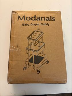 Beige/White 3 Tier Rolling Baby Diaper Caddy