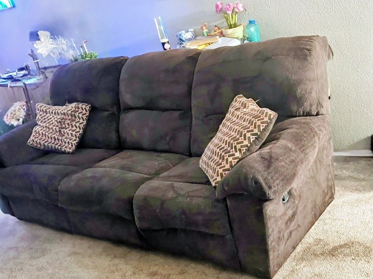 Brown Reclining Sofa
