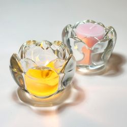 AromaWhisper Crystal Glass Taper Tealight & Votive Candle Holders for Weddings, Parties, Christmas, Thanksgiving, and Festive Occasions (Set of 2, Cle