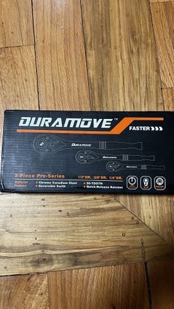 DURAMOVE 3 Piece Ratchet Tool Set Quick Release Reversible 90 Tooth Socket -NEW