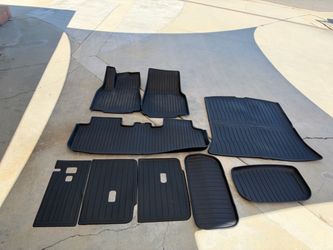 2025 2026 2027 Tesla Model Y Juniper Only for 5 Seat Floor Mats with Rear Cargo Mat & Backrest Mat TPE Anti-Slip All Weather Floor Liner