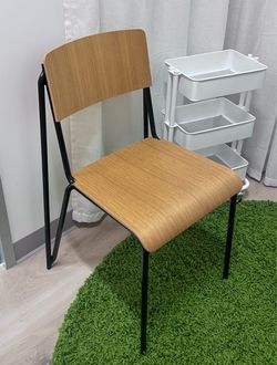 Pair of HAY Wood & Black Metal Chairs