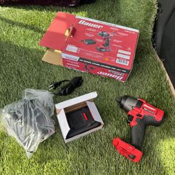 New Bauer Cordless 20 V 1/4” Hex Compact Impact Driver Wrench Drill Gun Battery & Charger