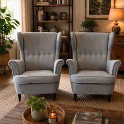 IKEA Gray Wingback Accent Chairs