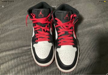 Black red and white Jordans