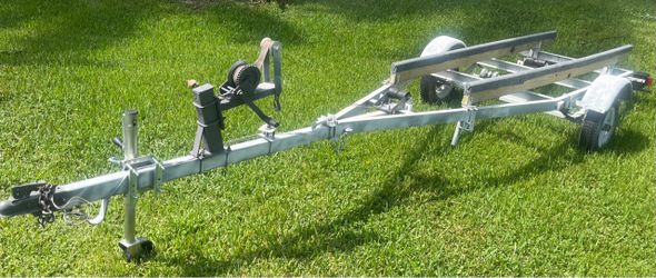 Galvanized trailer up to 18’ boat. Registration. New adjustable bunks, new lights, new carpet, new Jack, new wires. Ready to load…