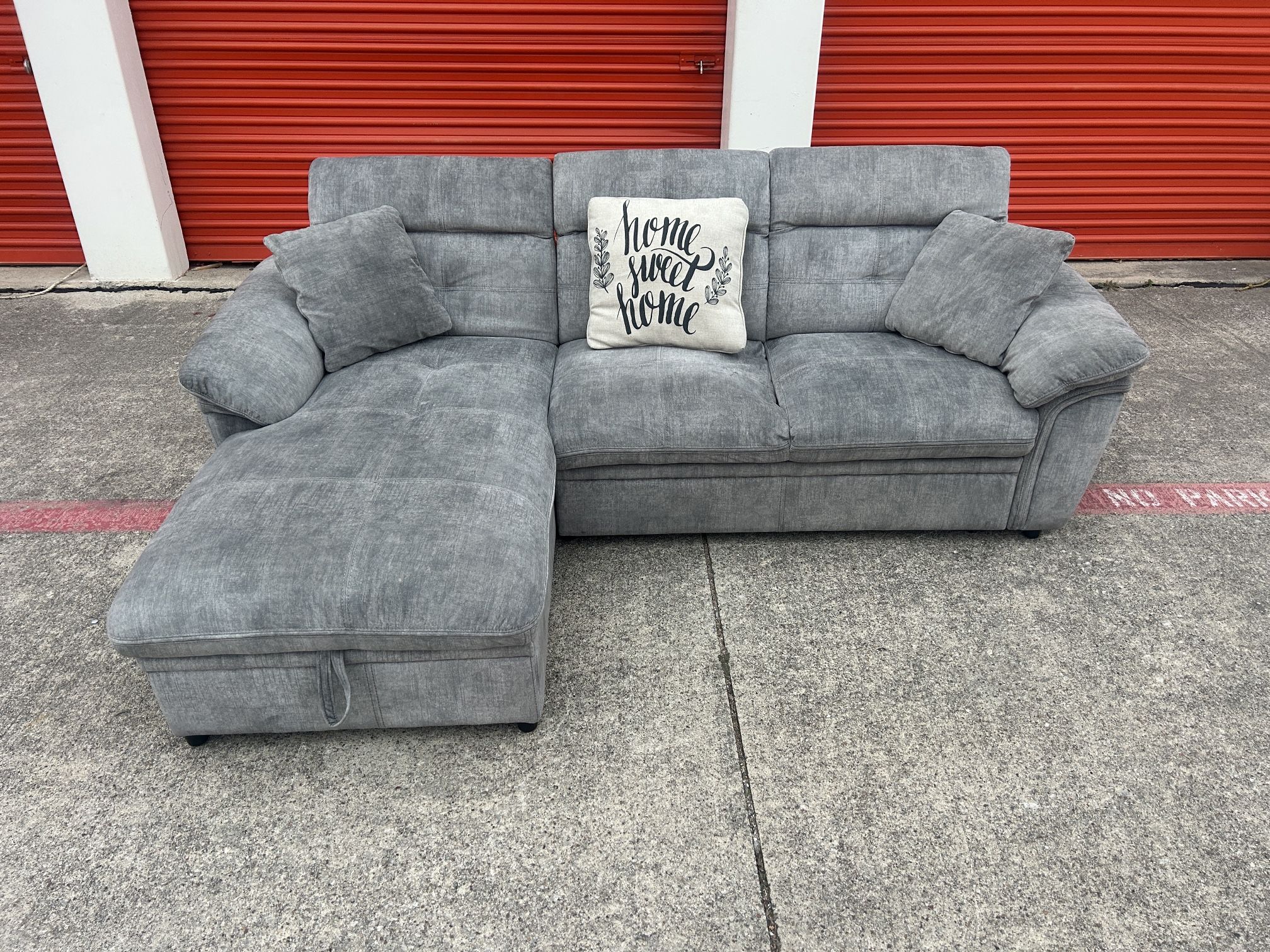 *FREE DELIVERY* Gray L Shaped Sectional Sofa W/ Pullout