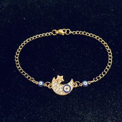 Rhinestone crescent Moon Evil eye Bracelet or anklet 