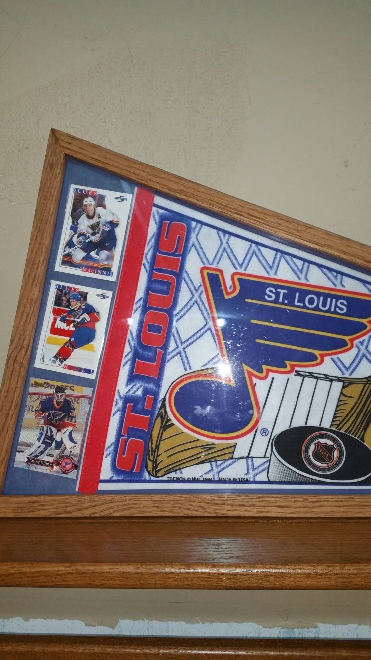 1994 poster, HULL, Grant Fuhr, Mac i n n i s card three total cards with the banner. St Louis Blues