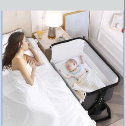Sailnovo Baby Bassinets Bedside Sleeper for Baby, Bedside Crib Portable Bassinet with Mattress and Storage Basket, Co Sleeper Bassinet with Adjustable