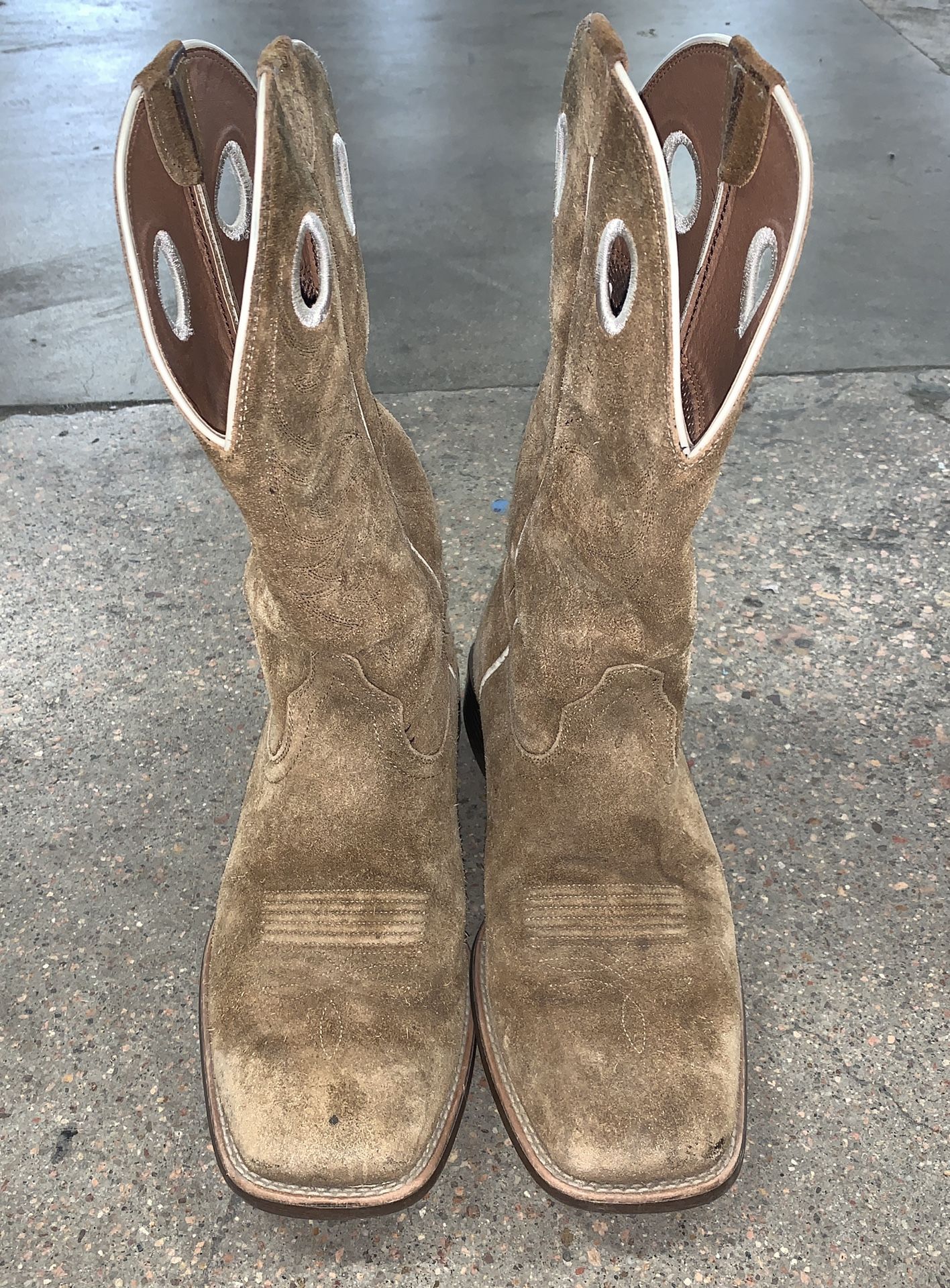 Ariat Cowboy Boots Western Brown Suede Mens Size 10 Square Toe 10017391 RARE!