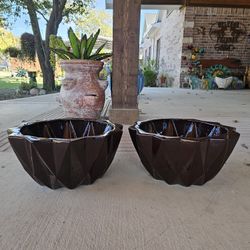Brown Ceramic Clay Pots. Planters, Talavera, Pottery. Plants. $50 cada uno