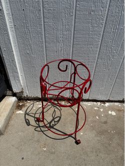 Red Metal Decorative Plant Stand- 11”D x22”H
