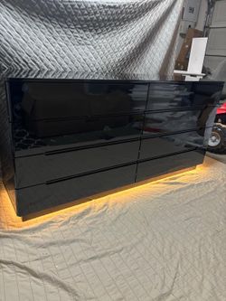 Black Drawer Dresser with LED Light