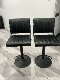 Black Faux Leather Bar Stools – Set of 2