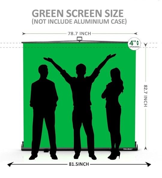 78.7 x 82.7in Large Collapsible Green Screen Backdrop Portable Retractable Chroma Key Panel Photo Background with Stand for Video Conference, Photogra