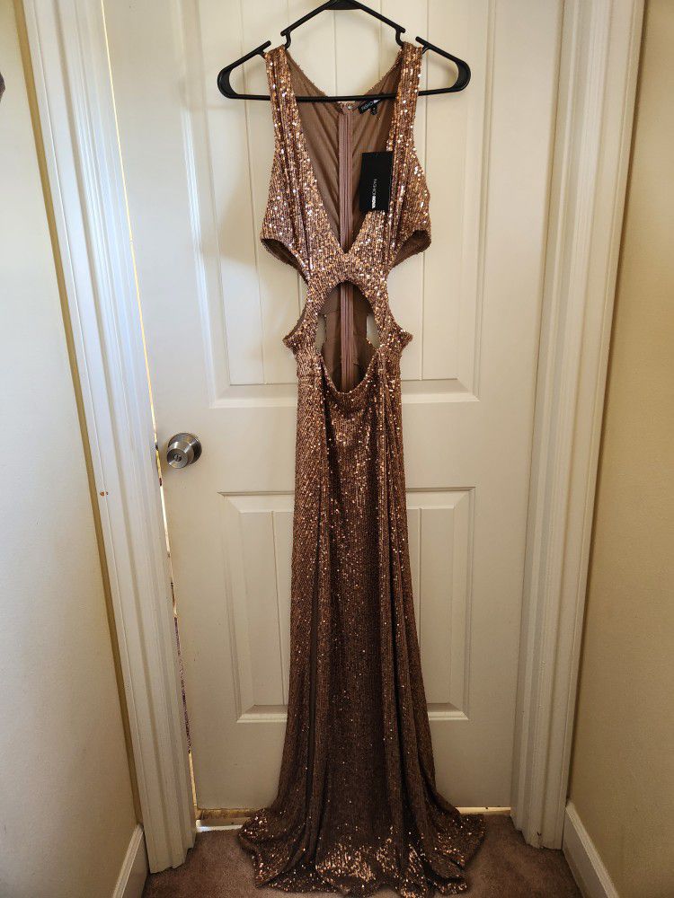 Sequin Maxi Dress-brown