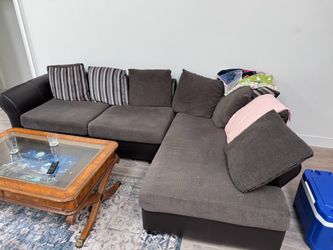 Gray Fabric L-Shaped Sectional Sofa