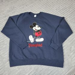 Disney Adult Sweatshirt - Walt Disney World Classic Mickey Navy Pullover XL