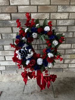 Sympathy Funeral Flowers For Service Or Cemetery Red White And Blue 