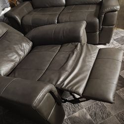 Leather couch set - two love seats and a recliner