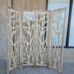 4 panels wood room divider (64"W×67"H)
