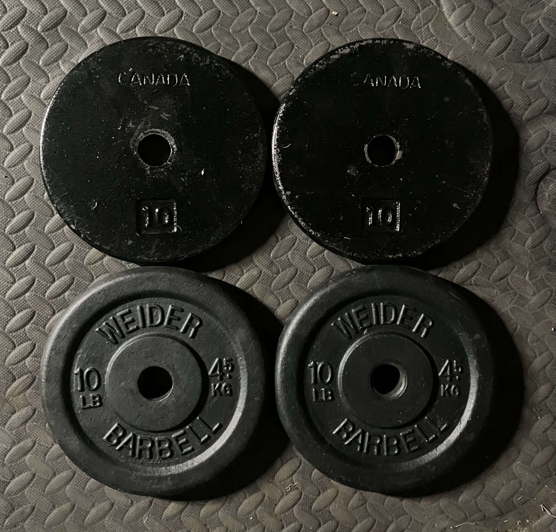 10lb x4 Standard 1" weight plates weights plate 10 lb lbs 10lbs Cast Iron 40lbs Total for Dumbbell Dumbbells Barbell bar