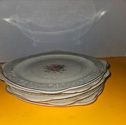 Vintage Floral Ceramic Dinner Plates Set