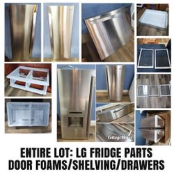 Entire Lot, LG Fridge Parts: 2 Door Foam Sets/Shelving/Drawers (LFCS22520S, LMX25964ST/01) *WORKS*
