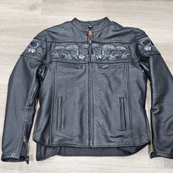 First Classics Leather Skull Biker Jacket Men Size Small Used